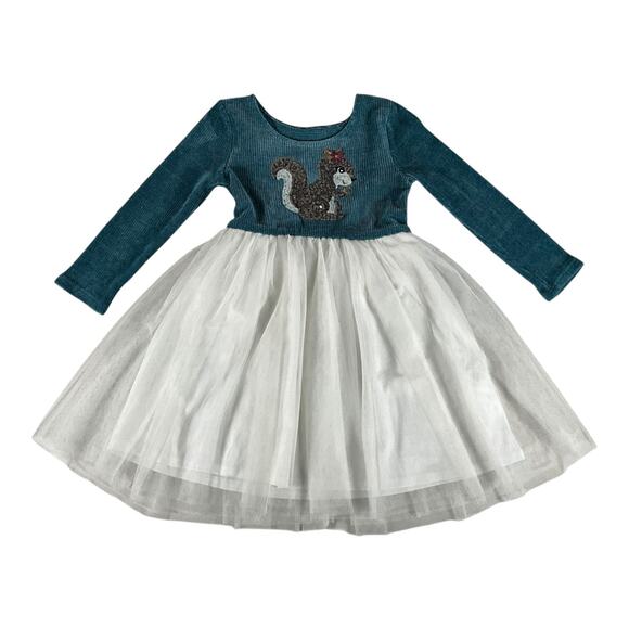 Big Girls Fall Time Princess Tutu Dress Long Sleeve Squirrel Sequins Detail 6T - Picture 4 of 5
